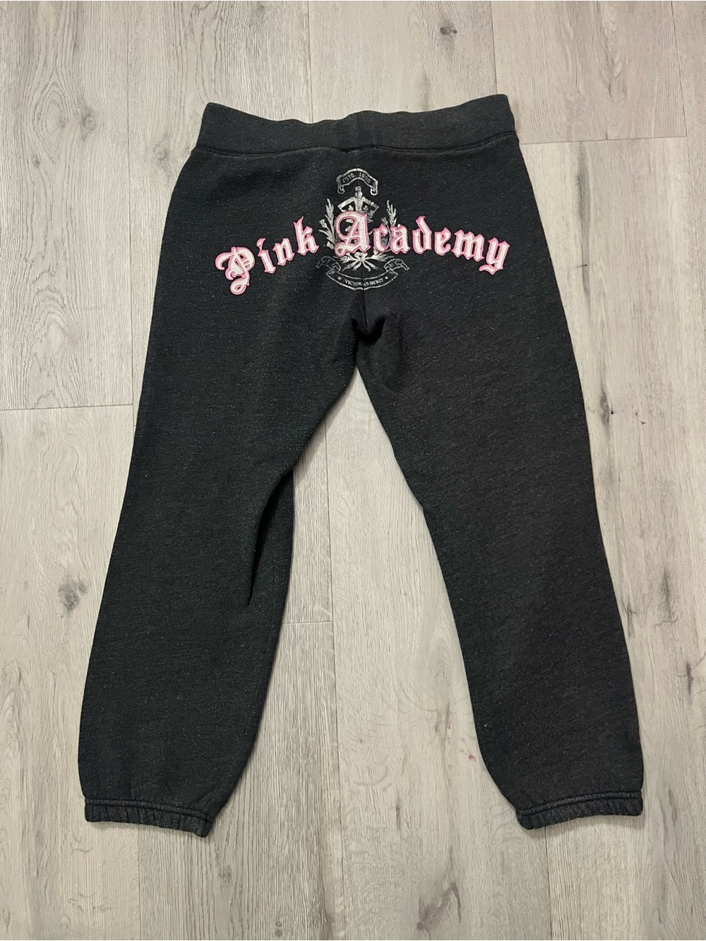PINK Victoria's Secret Gray Sweatpants with Pink 'Pink Academy' Logo